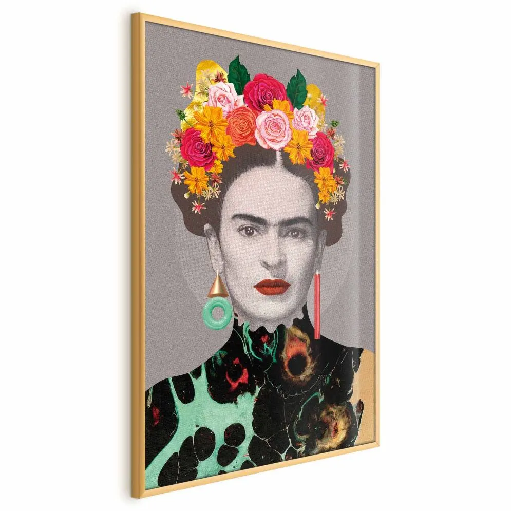 Plakat Majestatyczna Frida 40x60 cm z ramą złotą bez marginesu | MIRAT.
