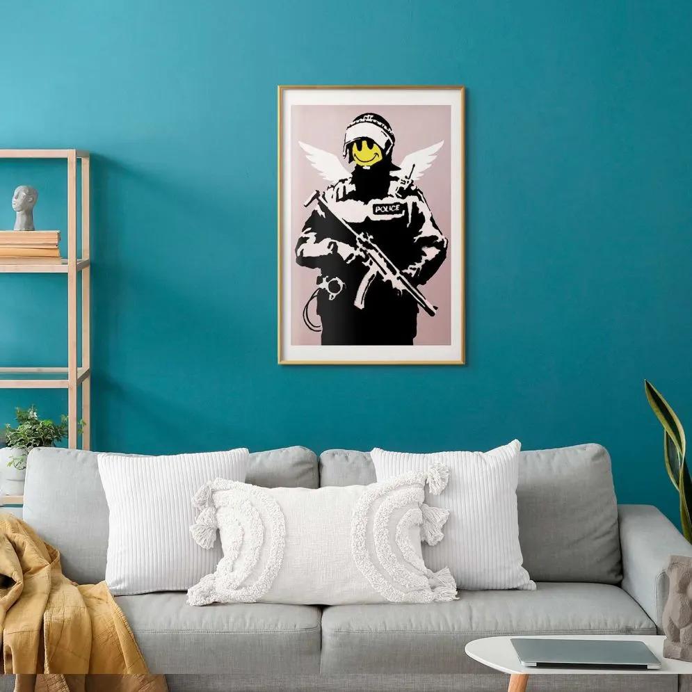 Plakat Policjant 60x90 cm z ramą złotą z marginesem | MIRAT.