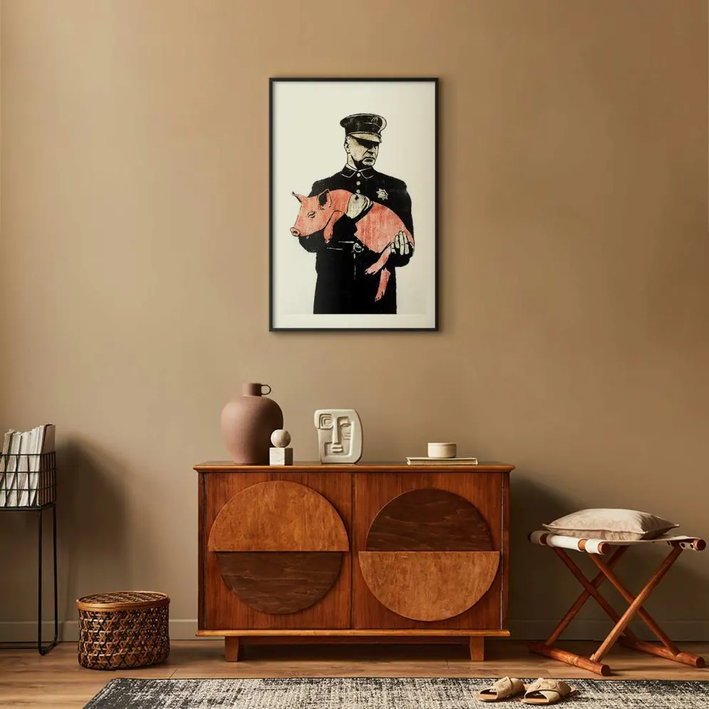Plakat Policyjna świnia 60x90 cm z ramą czarną z marginesem | MIRAT.