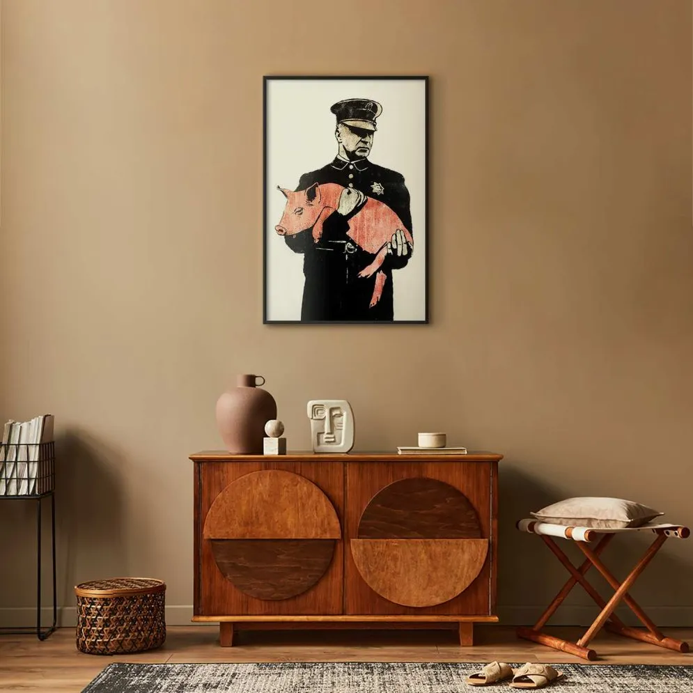 Plakat Policyjna świnia 60x90 cm z ramą czarną bez marginesu | MIRAT.