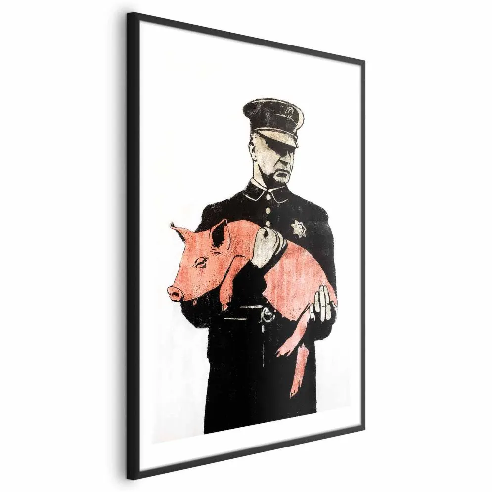 Plakat Policyjna świnia 60x90 cm z ramą czarną z marginesem | MIRAT.