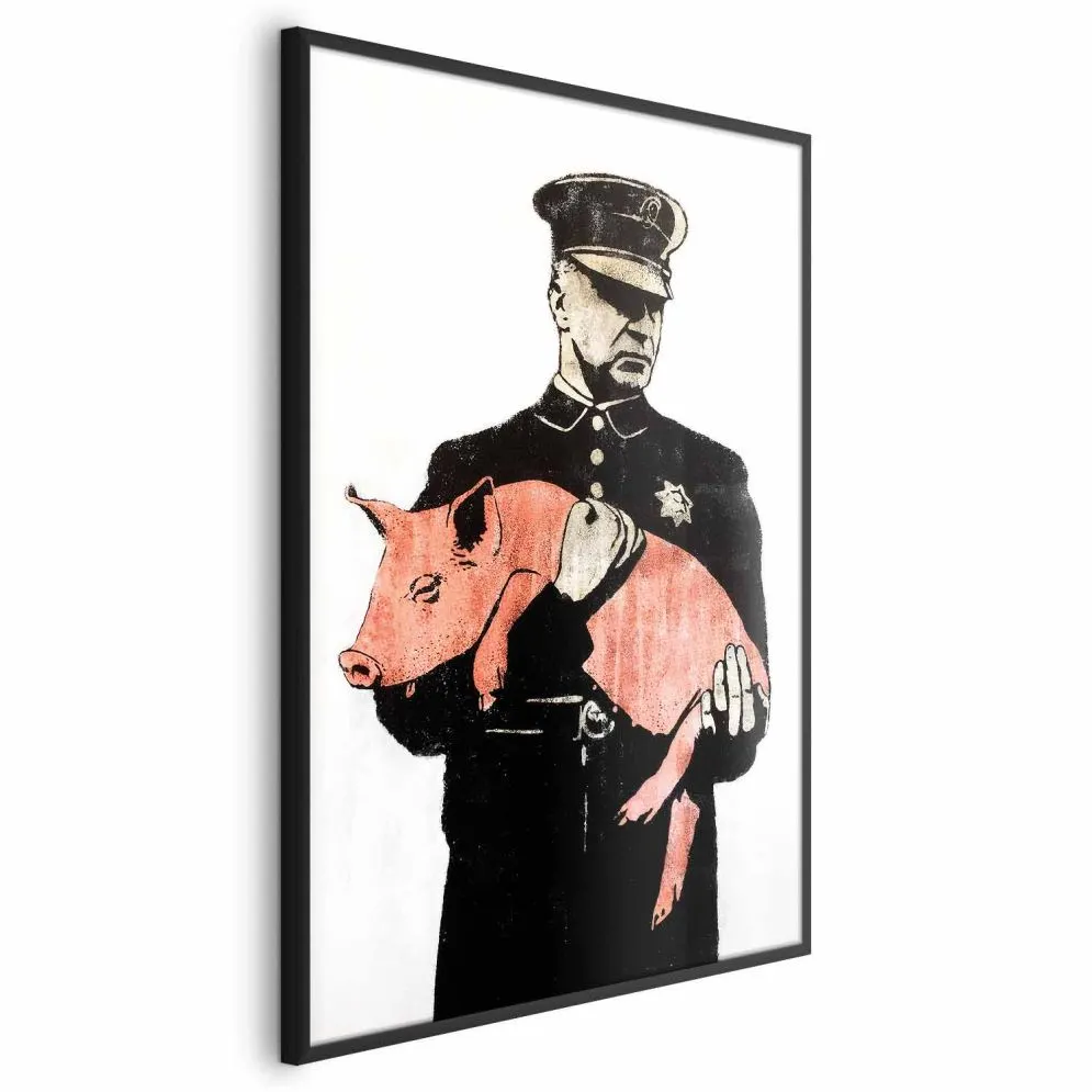 Plakat Policyjna świnia 60x90 cm z ramą czarną bez marginesu | MIRAT.