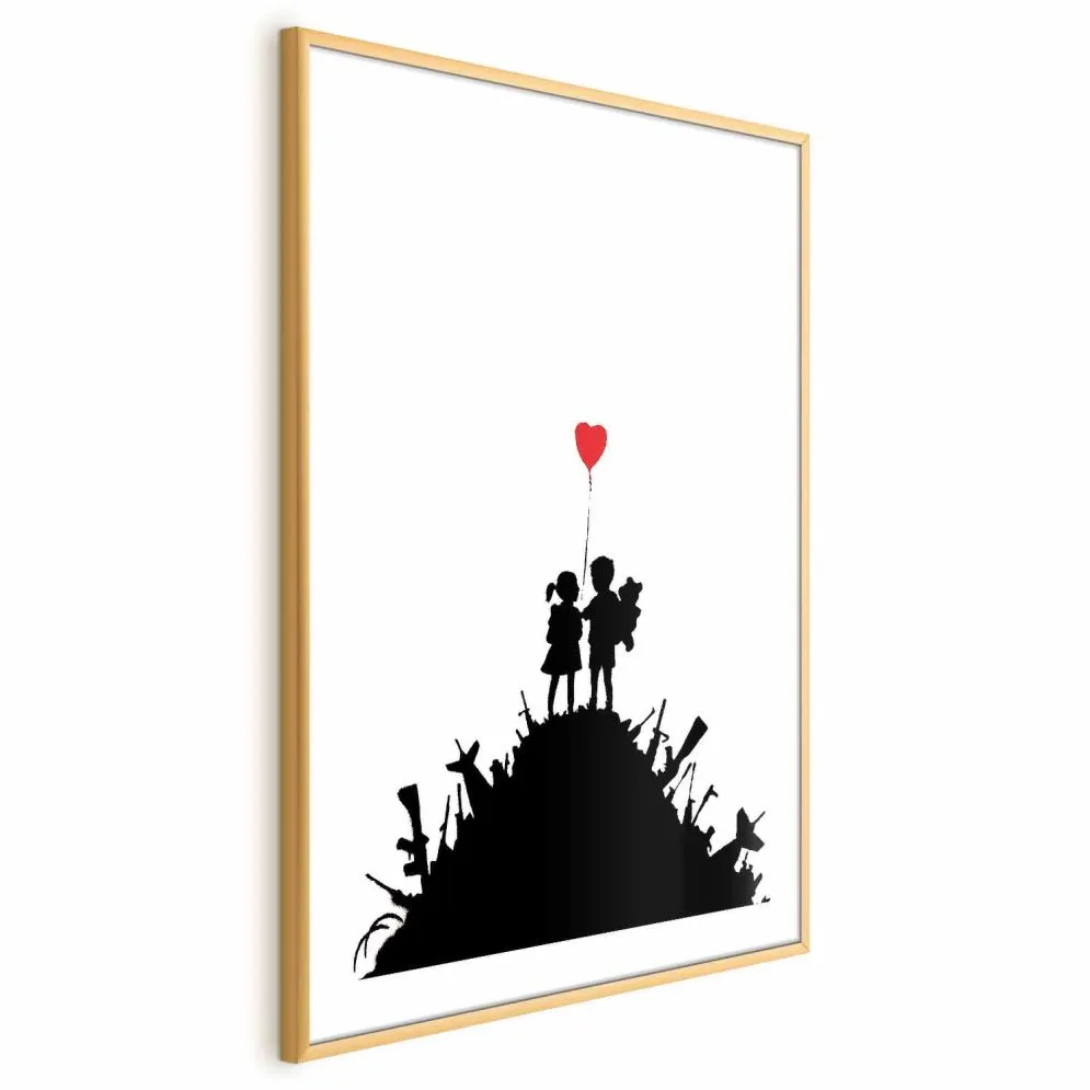 Plakat Pole bitwy 21x30 cm z ramą złotą z marginesem | MIRAT.