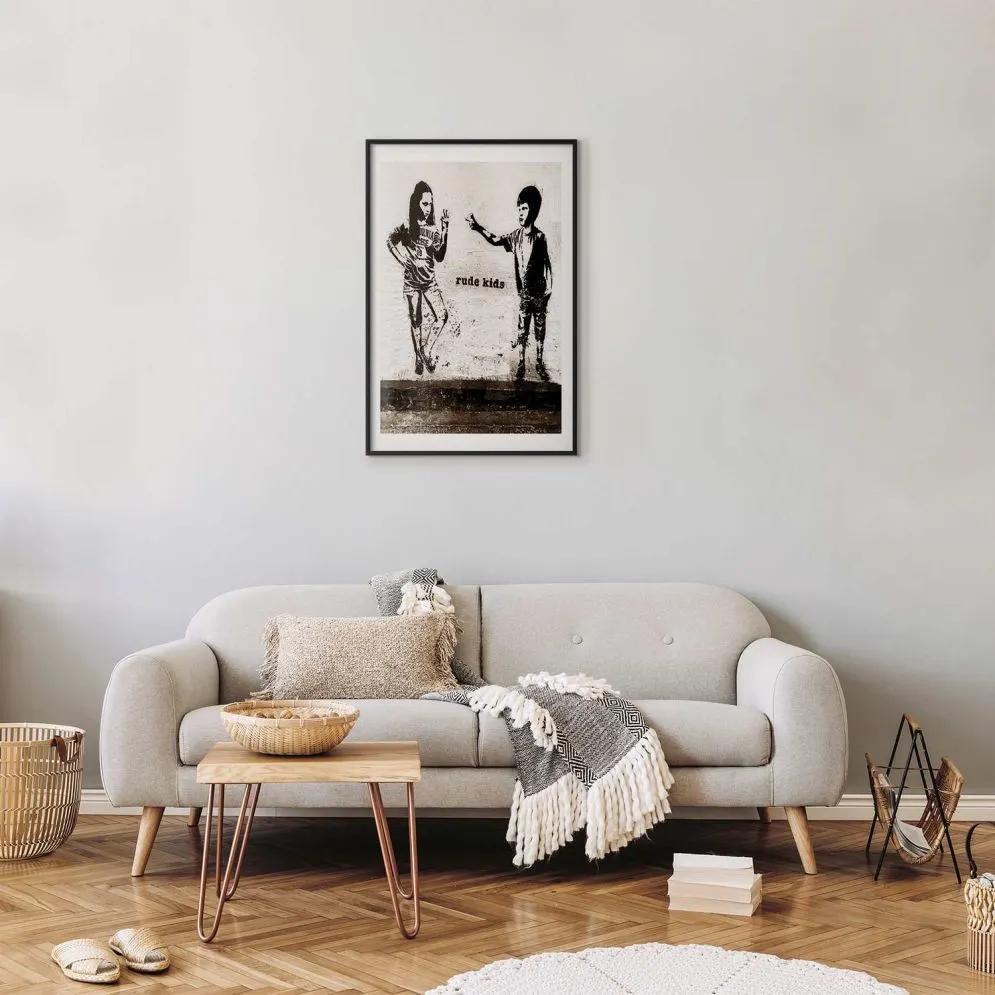 Plakat Niegrzeczne dzieci 29,7x42 cm z ramą czarną z marginesem | MIRAT.