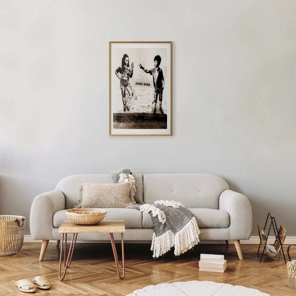 Plakat Niegrzeczne dzieci 40x60 cm z ramą złotą z marginesem | MIRAT.