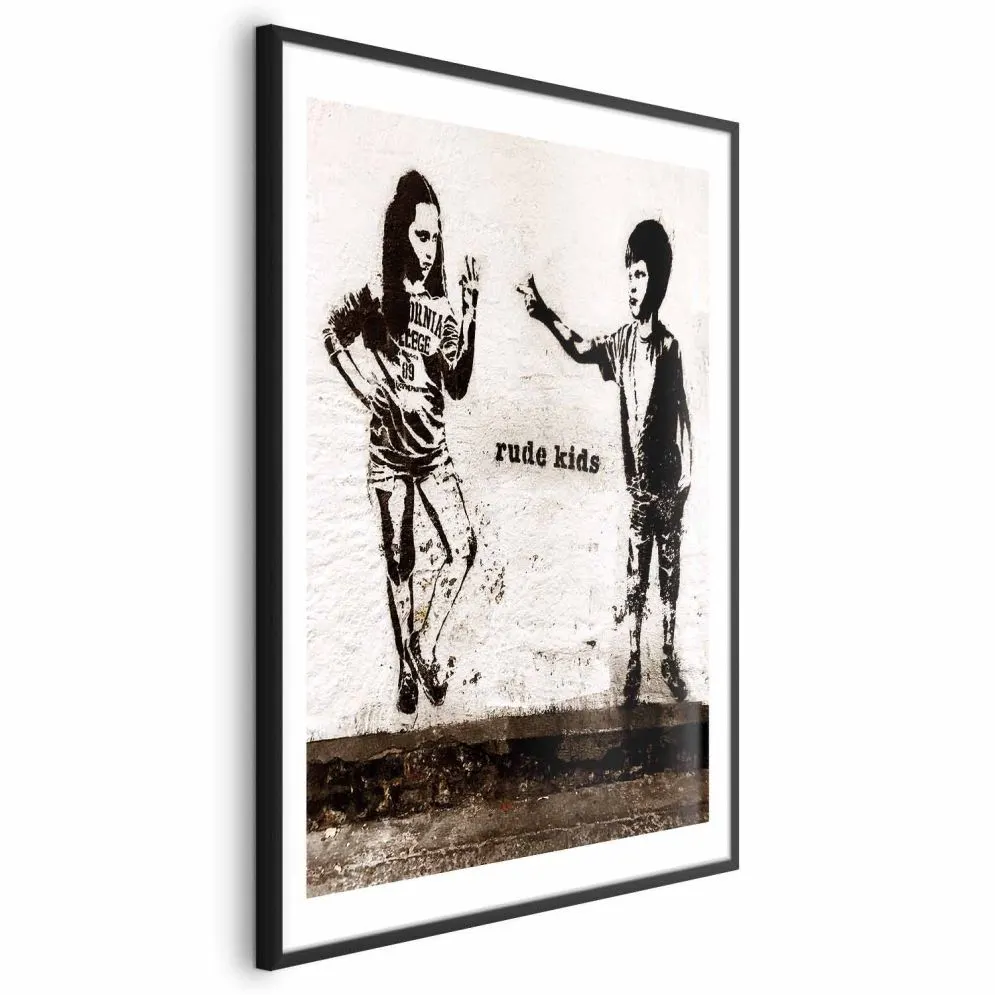 Plakat Niegrzeczne dzieci 29,7x42 cm z ramą czarną z marginesem | MIRAT.