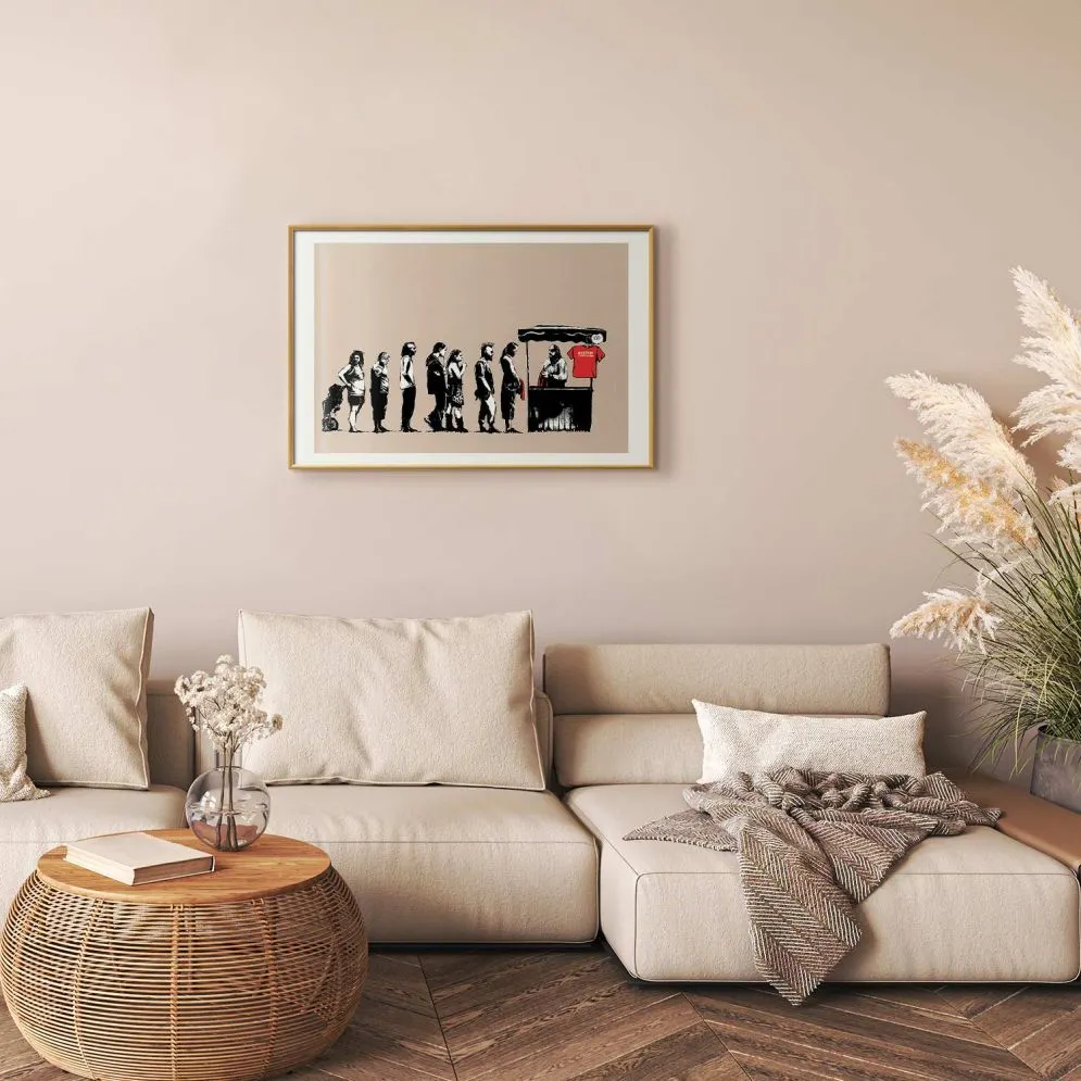 Plakat Zniszczyć kapitalizm 30x21 cm z ramą złotą z marginesem | MIRAT.