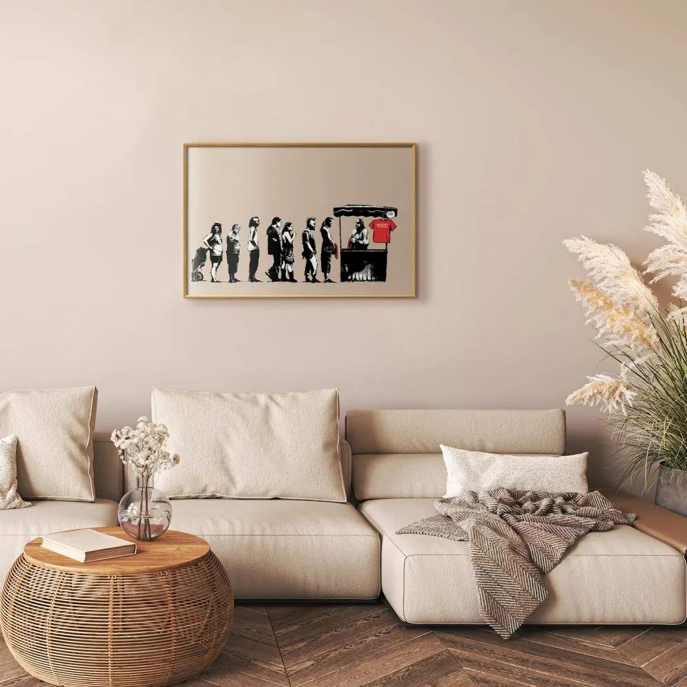 Plakat Zniszczyć kapitalizm 30x21 cm z ramą złotą bez marginesu | MIRAT.