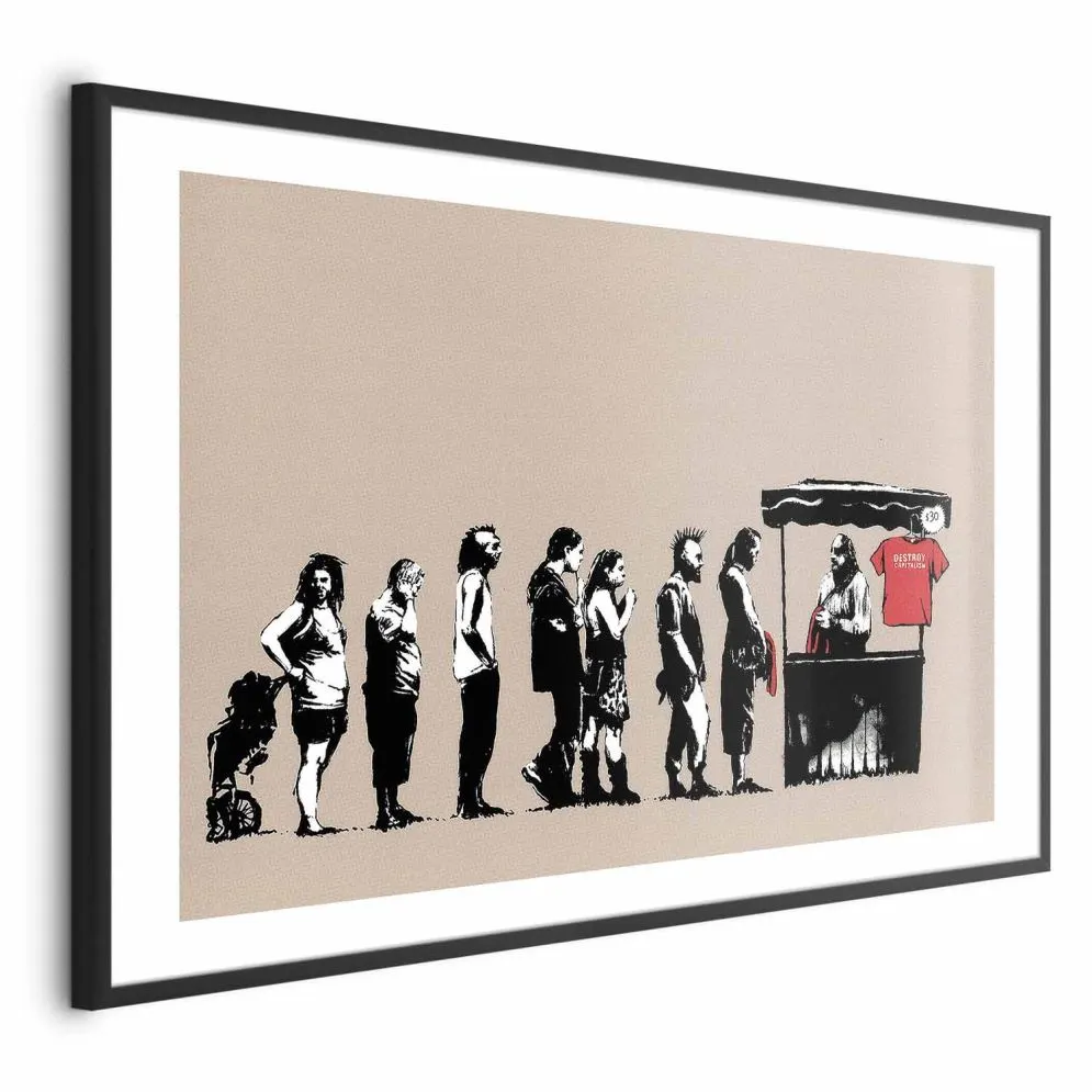 Plakat Zniszczyć kapitalizm 90x60 cm z ramą czarną z marginesem | MIRAT.