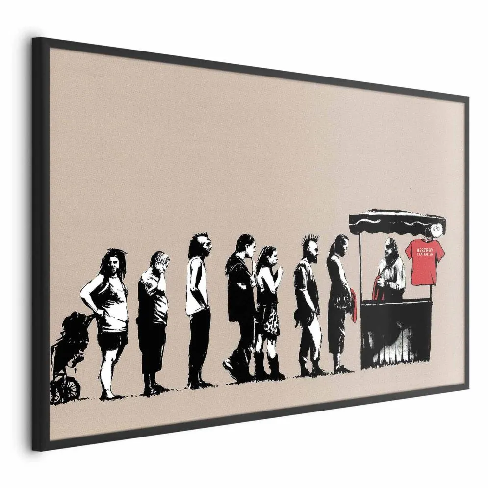 Plakat Zniszczyć kapitalizm 90x60 cm z ramą czarną bez marginesu | MIRAT.
