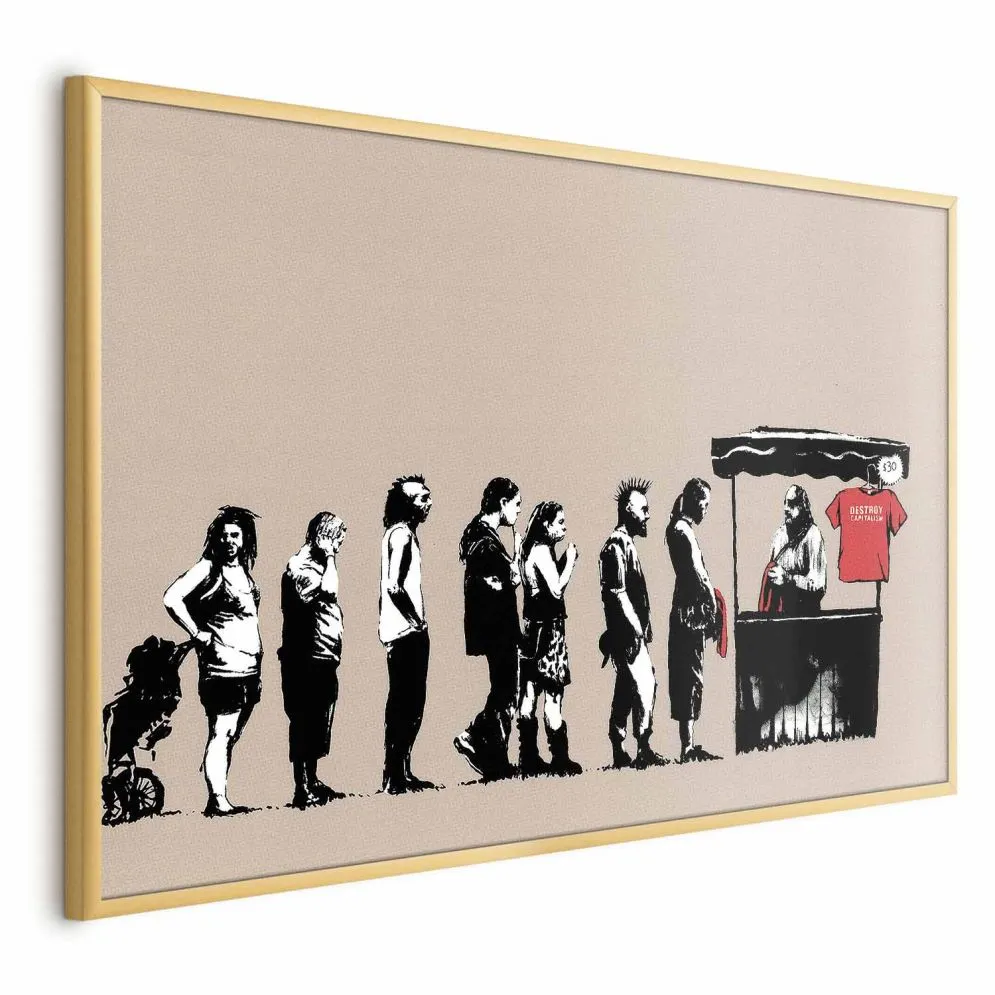 Plakat Zniszczyć kapitalizm 30x21 cm z ramą złotą bez marginesu | MIRAT.