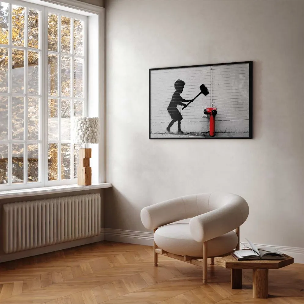 Plakat Zniszczyć hydrant 42x29,7 cm z ramą czarną bez marginesu | MIRAT.