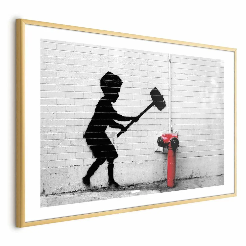 Plakat Zniszczyć hydrant 60x40 cm z ramą złotą z marginesem | MIRAT.