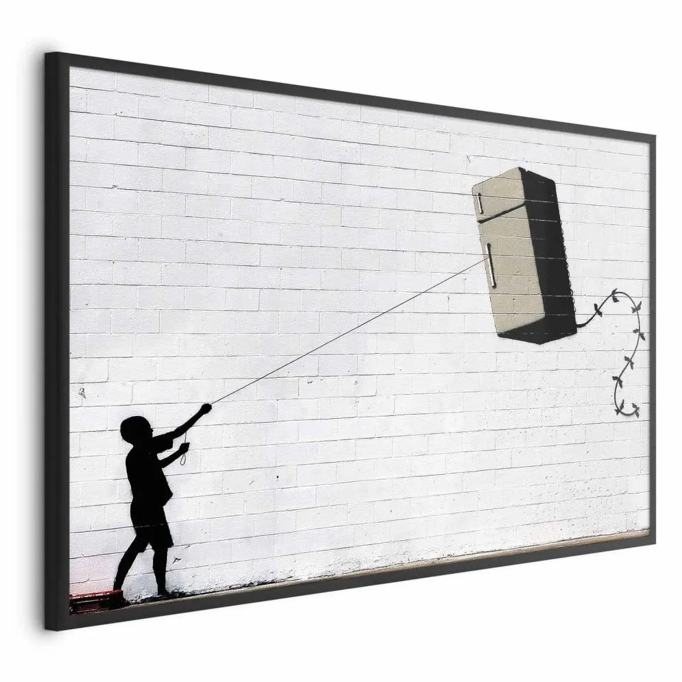 Plakat Latająca lodówka 90x60 cm z ramą czarną bez marginesu | MIRAT.
