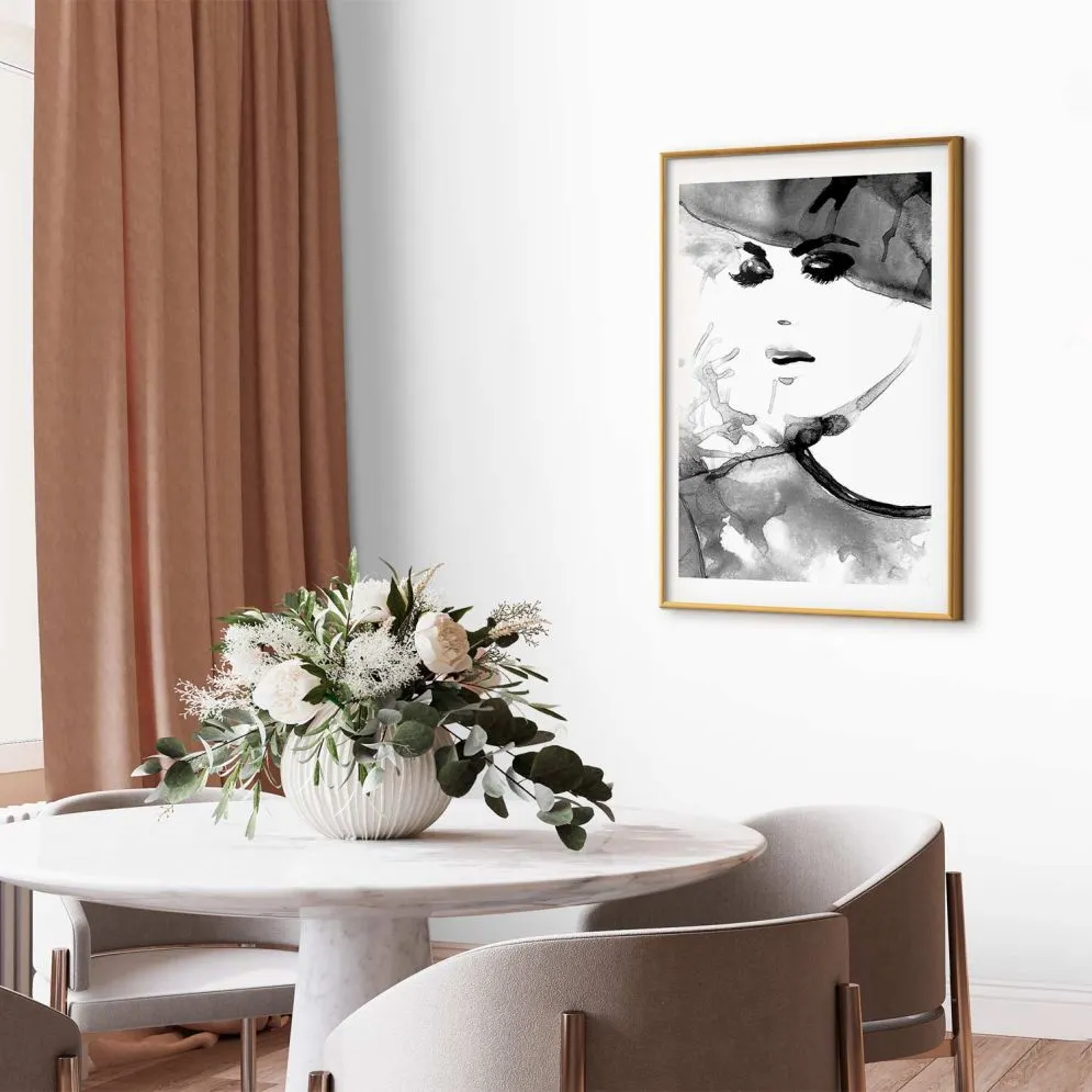 Plakat Zakochana elegancja 29,7x42 cm z ramą złotą z marginesem | MIRAT.