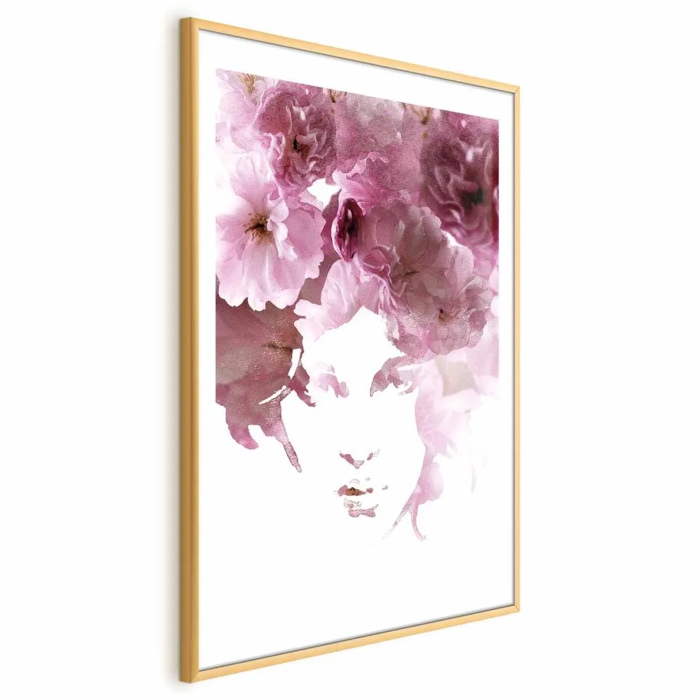 Plakat Kwieciste spojrzenie 21x30 cm z ramą złotą z marginesem | MIRAT.