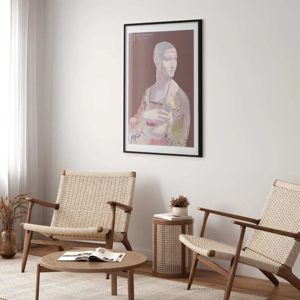 Plakat Pastelowa dama 21x30 cm z ramą czarną z marginesem | MIRAT.