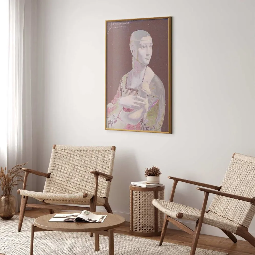 Plakat Pastelowa dama 21x30 cm z ramą złotą bez marginesu | MIRAT.