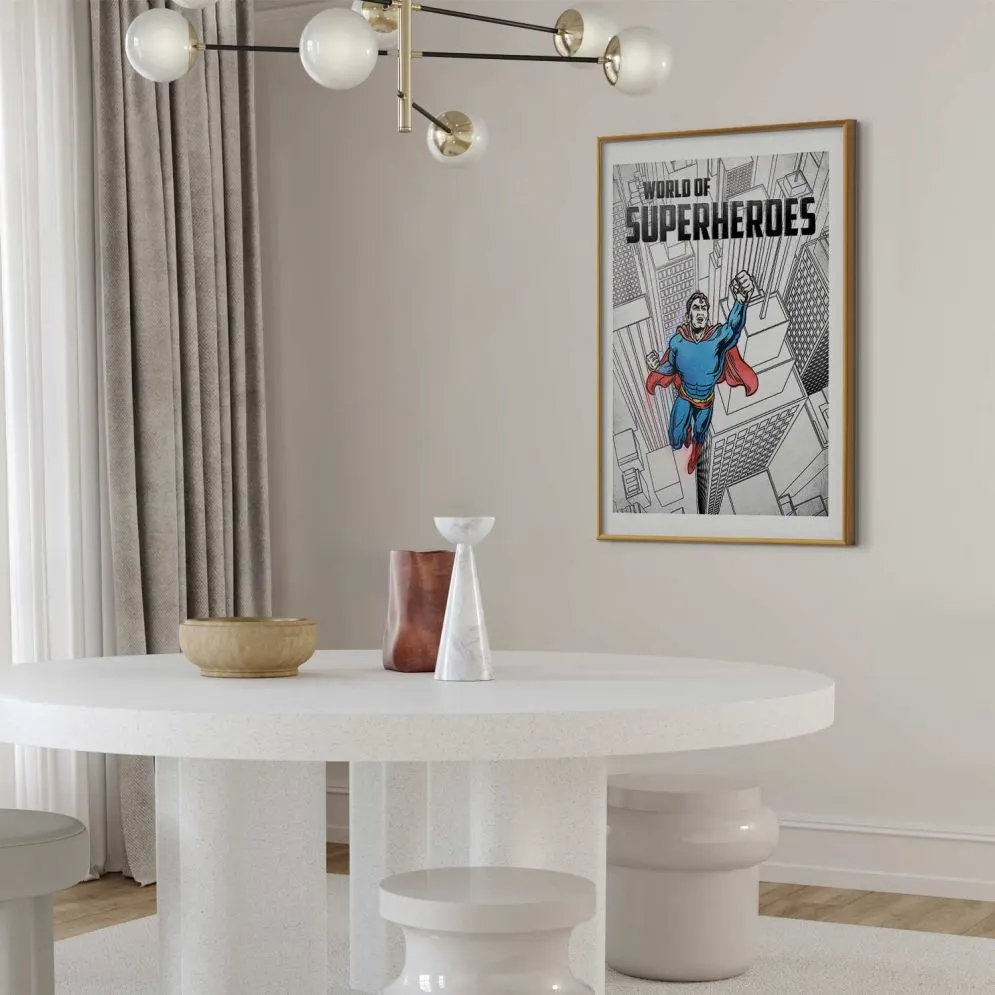 Plakat Superheroes 29,7x42 cm z ramą złotą z marginesem | MIRAT.