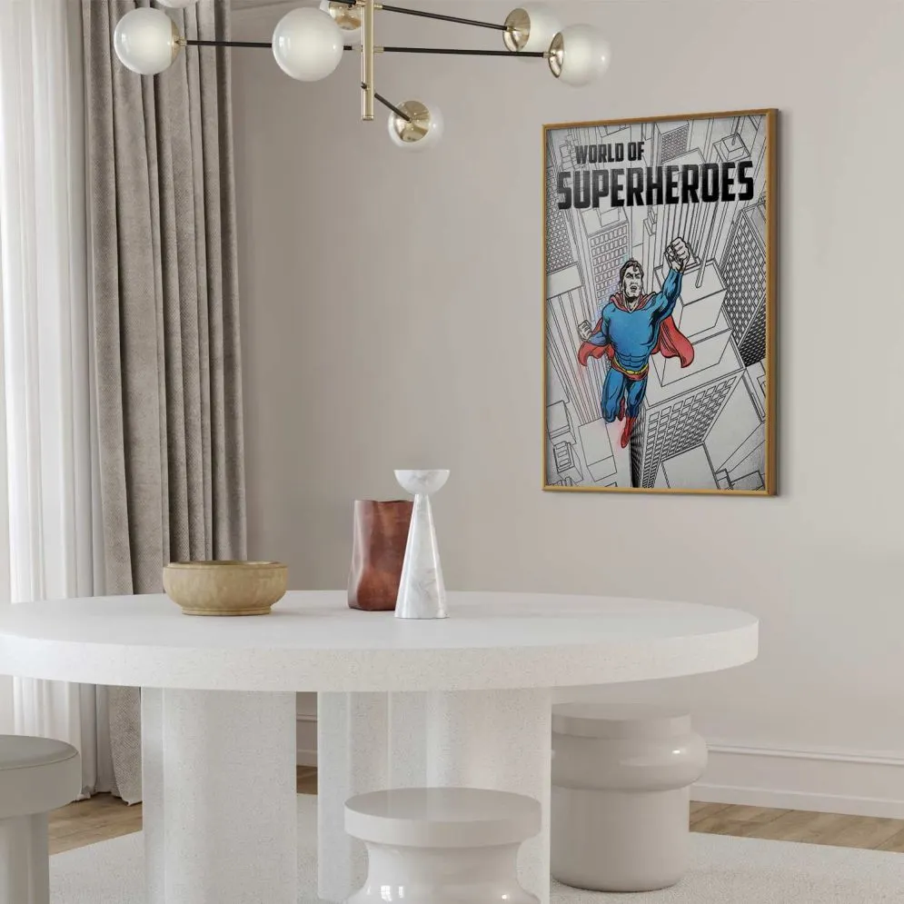 Plakat Superheroes 21x30 cm z ramą złotą bez marginesu | MIRAT.