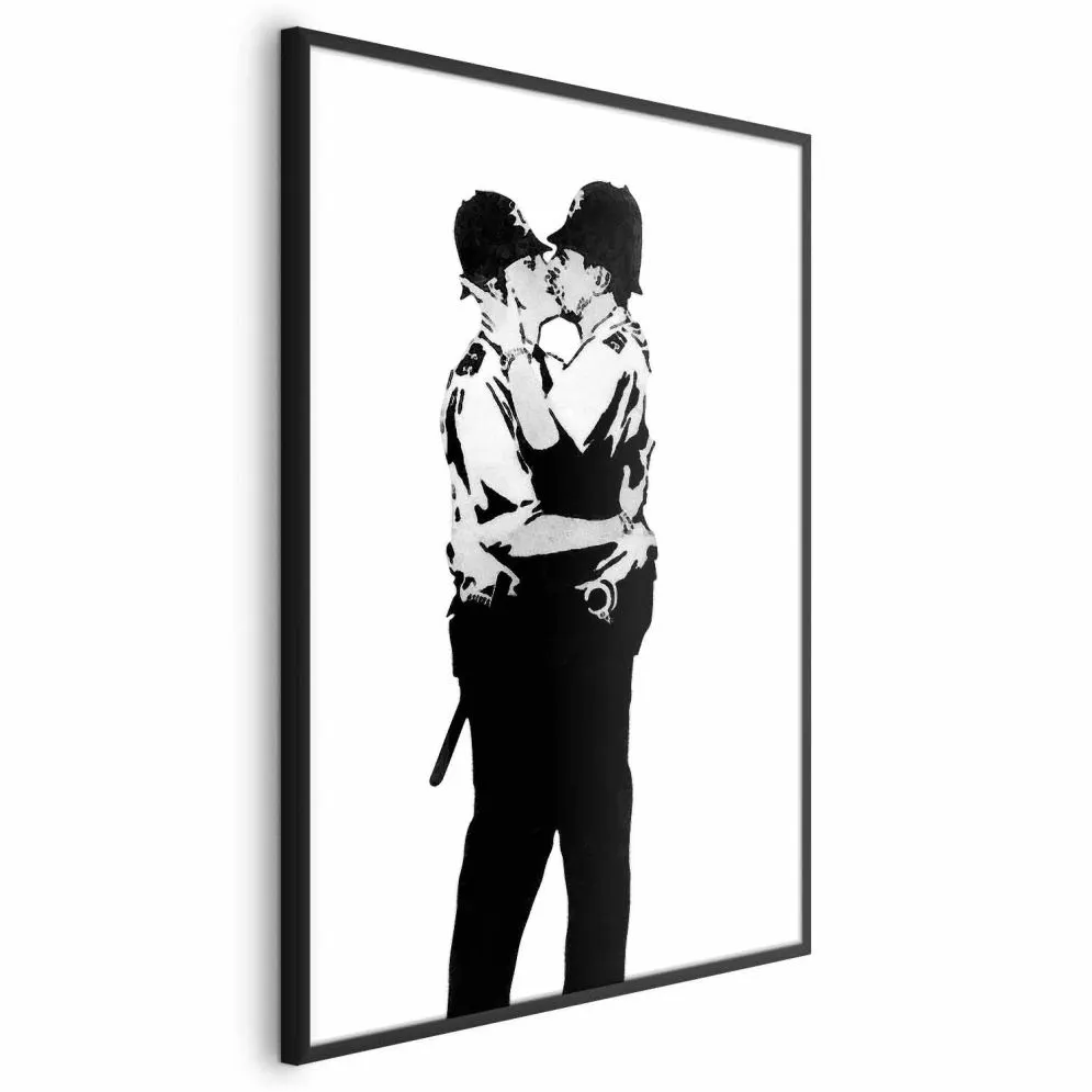 Plakat Kissing Coppers 40x60 cm z ramą czarną bez marginesu | MIRAT.
