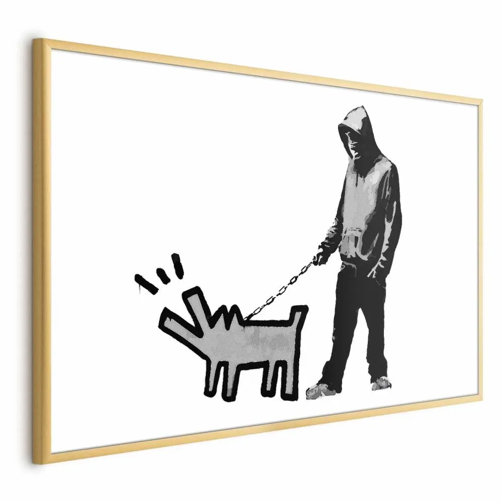 Plakat Dog Art 90x60 cm z ramą złotą bez marginesu | MIRAT.