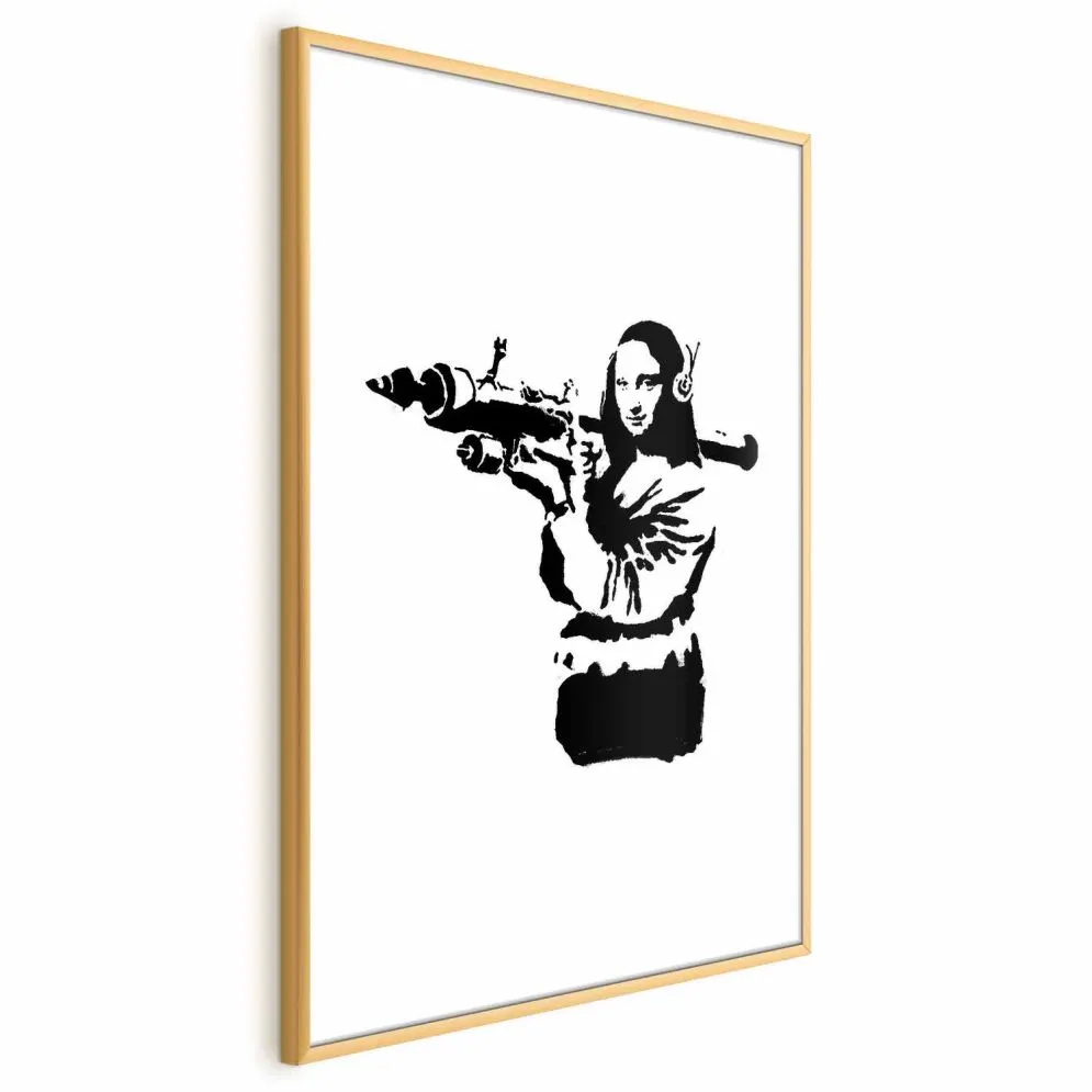 Plakat Banksy Mona Lisa 40x60cm z ramą złotą z marginesem | MIRAT.
