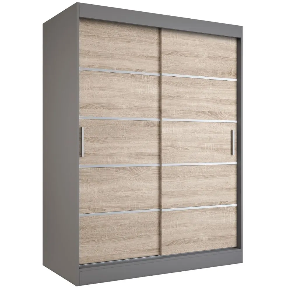 Szafa przesuwna MODUO COMFORT 150 antracyt/dąb sonoma z dekoracyjnymi listwami | MIRAT. w stylu  kolekcja MODUO COMFORT