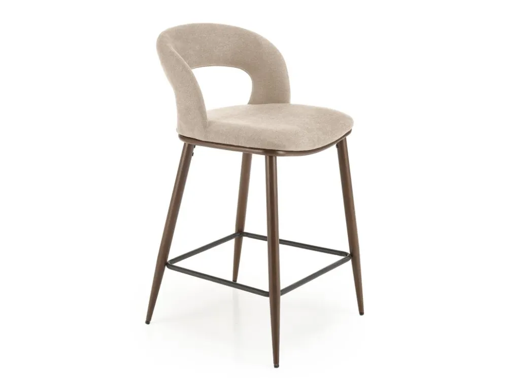 Hoker niski H-114 beżowy tapicerowany I sklep meblowy MIRAT.