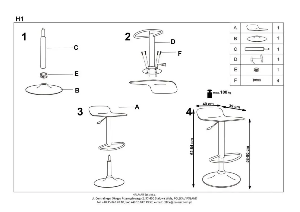 Hoker H-1 czarny na chromowanej nodze | MIRAT.