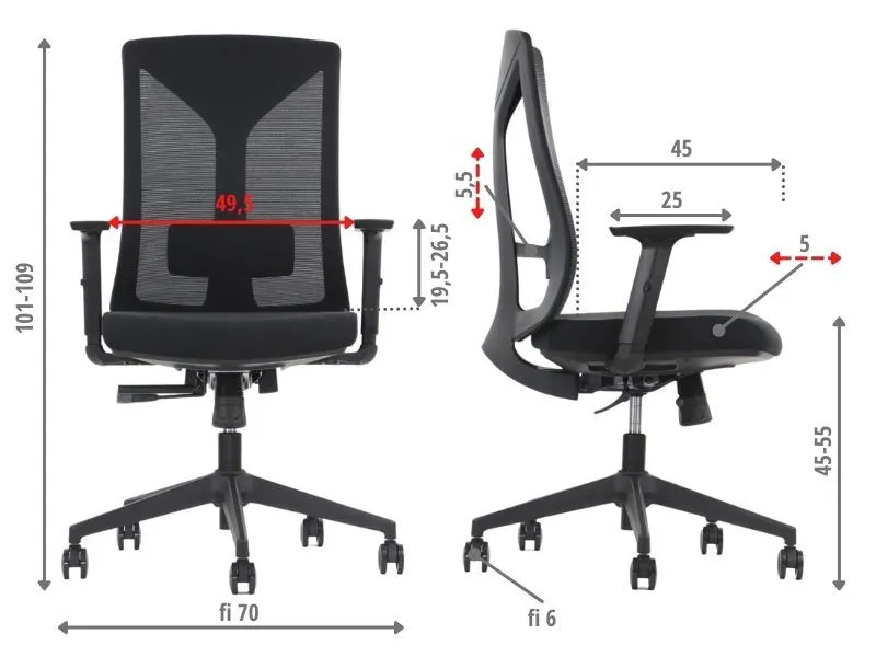 Fotel biurowy HAGER czarny z regulacją podparcia odcinka lędźwiowego I sklep meblowy MIRAT.