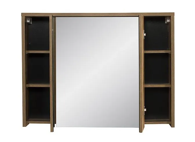 Szafka łazienkowa HAMPTON CONCRETE 84-100 ciemny beton/dąb hunton z lustrem | MIRAT. styl LOFT