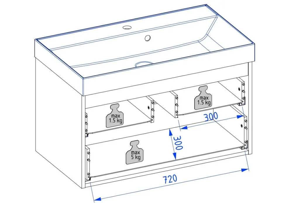Szafka pod umywalkę HARMO 80 cm kaszmirowa półmat wisząca | MIRAT kolekcja HARMO