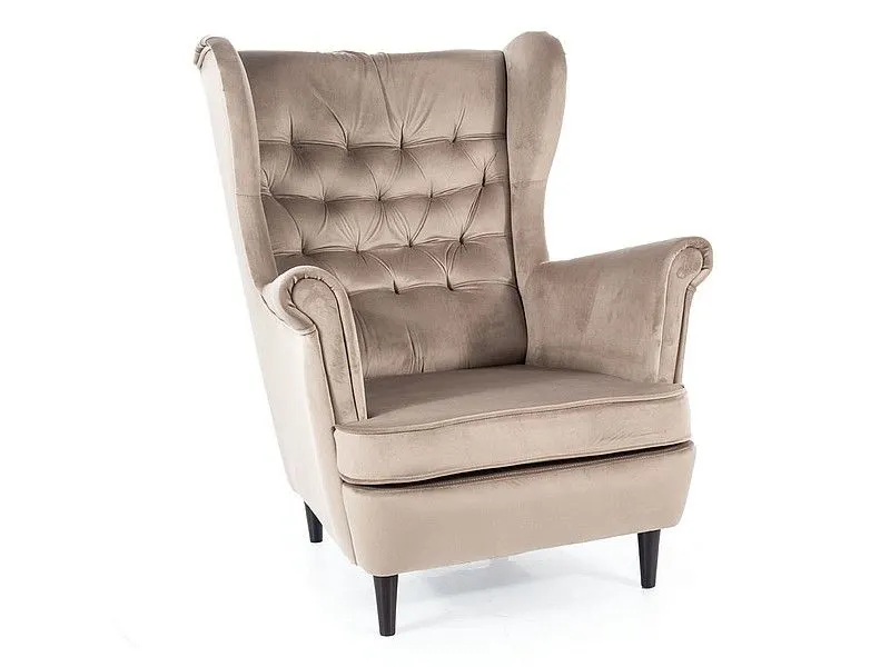 Fotel uszak HARRY VELVET ciemnobeżowy | MIRAT. styl GLAMOUR, VINTAGE