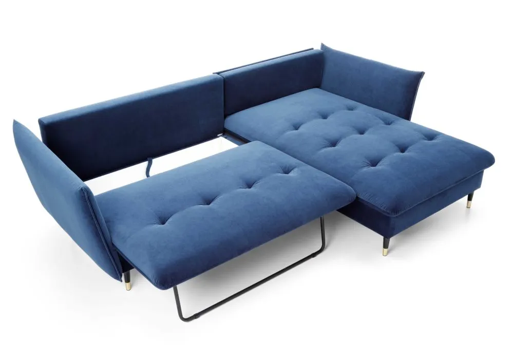 Narożnik z funkcją spania ATENA granatowy pikowany I sklep meblowy MIRAT. styl GLAMOUR