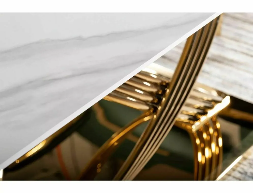 Stół HERMES 160x90 biały marmur/złoty w stylu glamour I sklep meblowy MIRAT. styl GLAMOUR