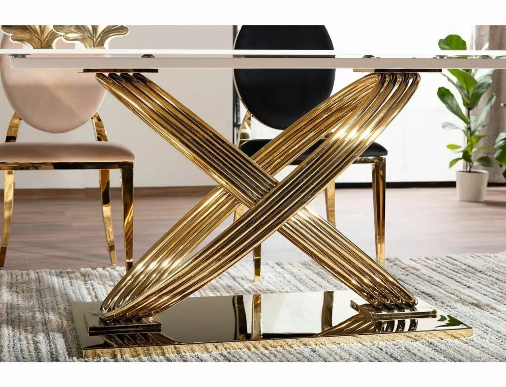 Stół HERMES 160x90 biały marmur/złoty w stylu glamour I sklep meblowy MIRAT. styl GLAMOUR