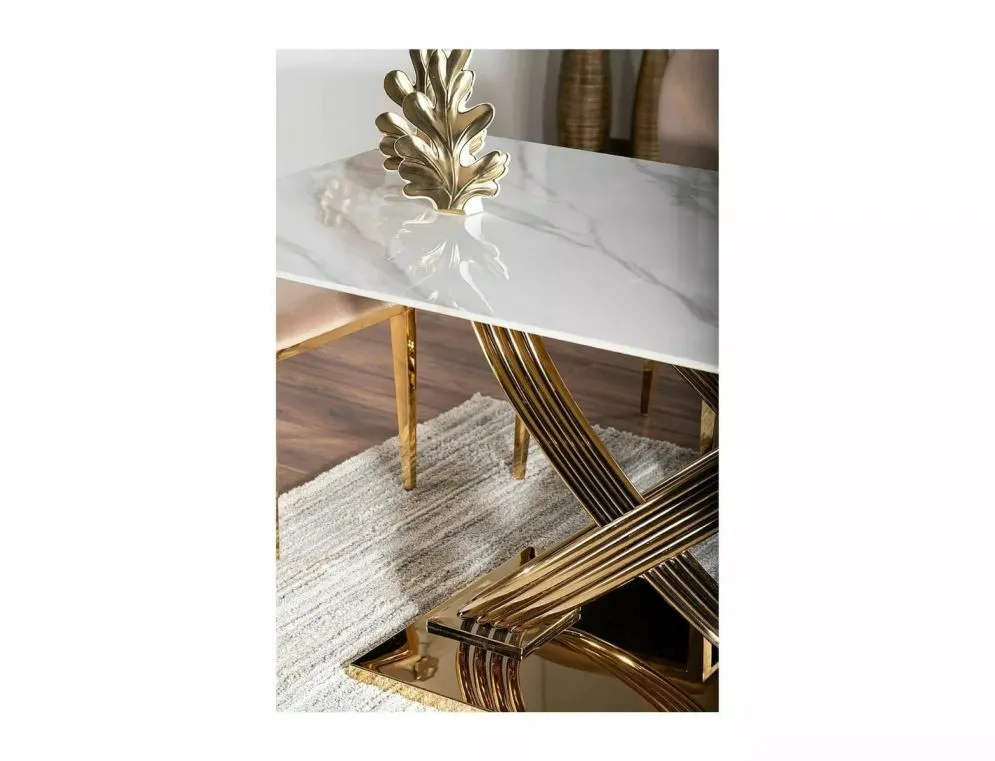 Stół HERMES 160x90 biały marmur/złoty w stylu glamour I sklep meblowy MIRAT. styl GLAMOUR