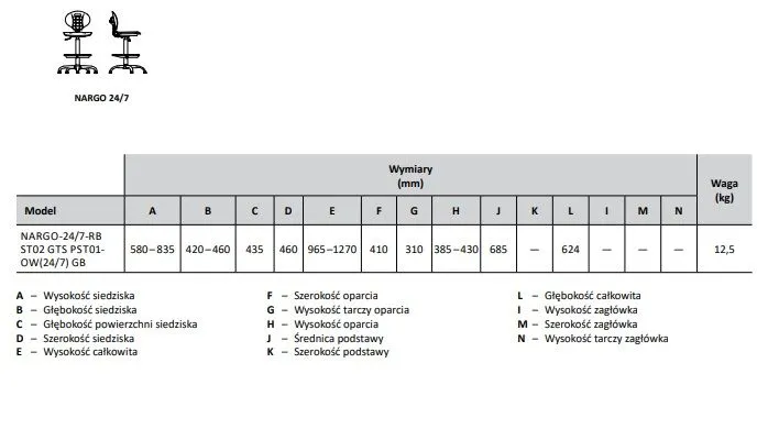 Krzesło NARGO 24/7 czarne obrotowe podnoszone I sklep meblowy MIRAT.