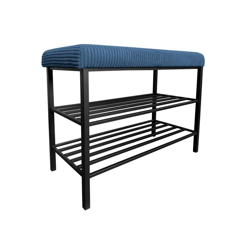 Metalowy stojak na buty z siedziskiem GAJA POSO-5 czarny/niebieski I sklep meblowy MIRAT. styl LOFT