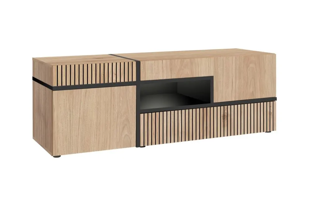 Meblościanka CROSS LED hickory jackson/czarna push-click I sklep meblowy MIRAT.