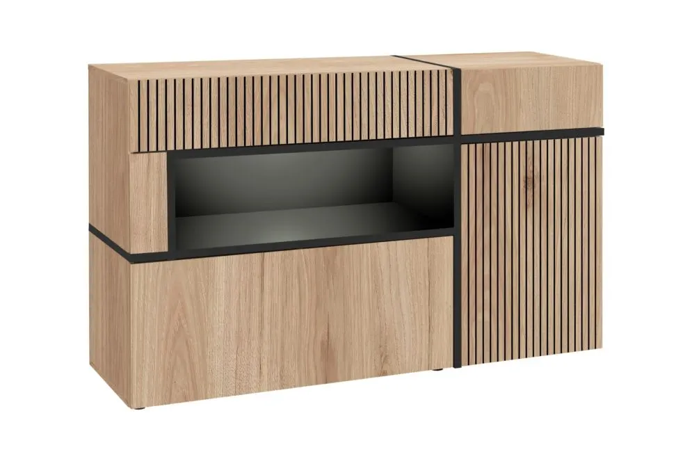 Komoda CROSS LED hickory jackson/czarna push-click I sklep meblowy MIRAT.  kolekcja CROSS