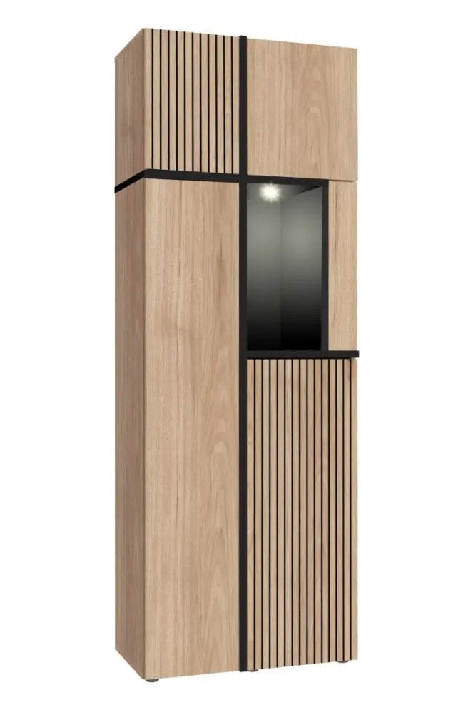 Meblościanka CROSS LED hickory jackson/czarna push-click I sklep meblowy MIRAT.