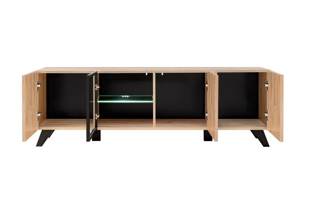 Meblościanka LIAM hickory jackson ze szklanymi półkami I sklep meblowy MIRAT. styl LOFT