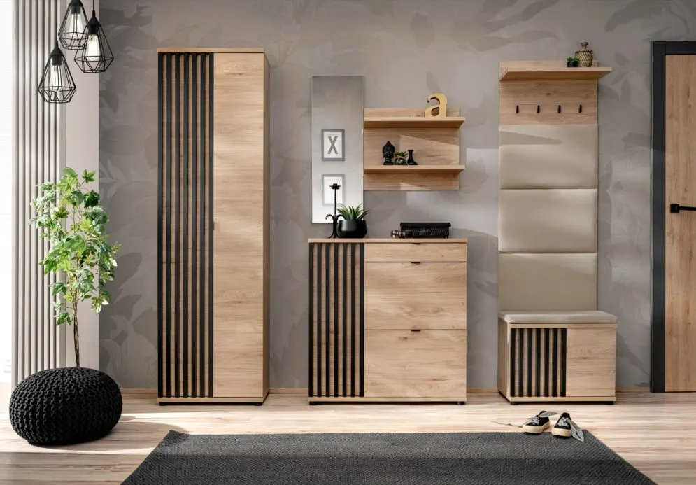 Wieszak tapicerowany do przedpokoju PEDRO hickory jackson z półką I sklep meblowy MIRAT. kolekcja PEDRO