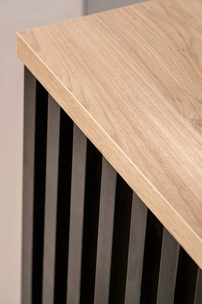 Szafka na buty PEDRO hickory jackson/czarna z lamelami I sklep meblowy MIRAT.