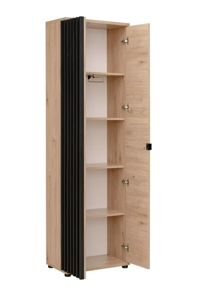 Garderoba do przedpokoju PEDRO IV hickory jackson/czarna z siedziskiem I sklep meblowy MIRAT.