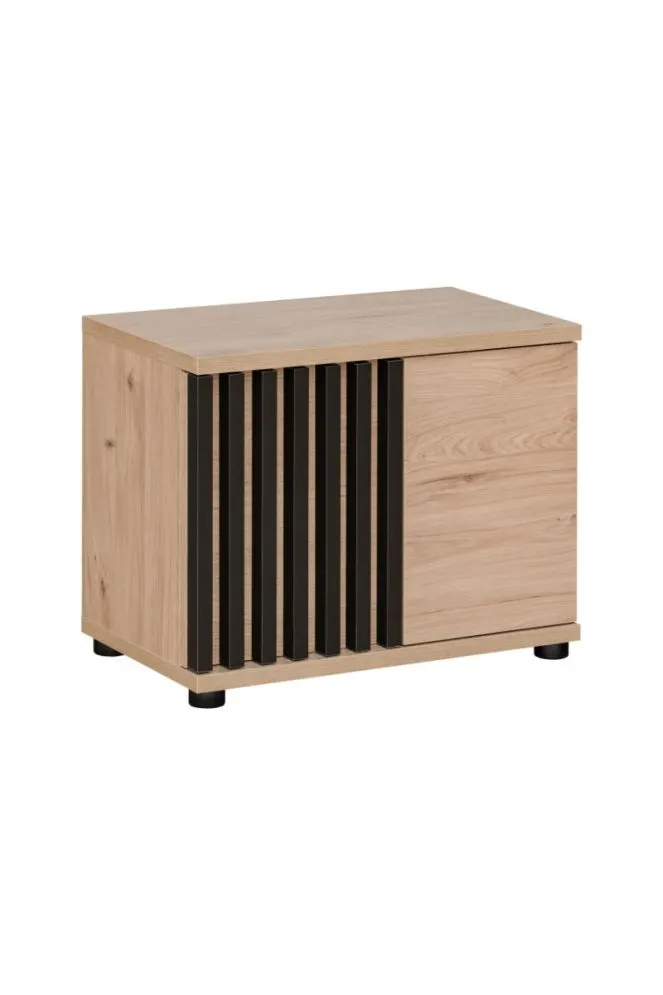 Garderoba do przedpokoju PEDRO II hickory jackson/czarna z lamelami sklep meblowy MIRAT.