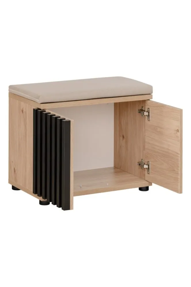 Szafka na buty z siedziskiem PEDRO hickory jackson/czarna z lamelami I sklep meblowy MIRAT.