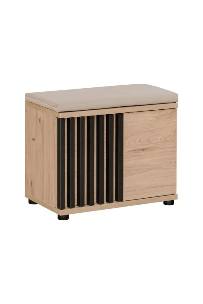 Garderoba do przedpokoju PEDRO VII hickory jackson/czarna z lamelami I sklep meblowy MIRAT.